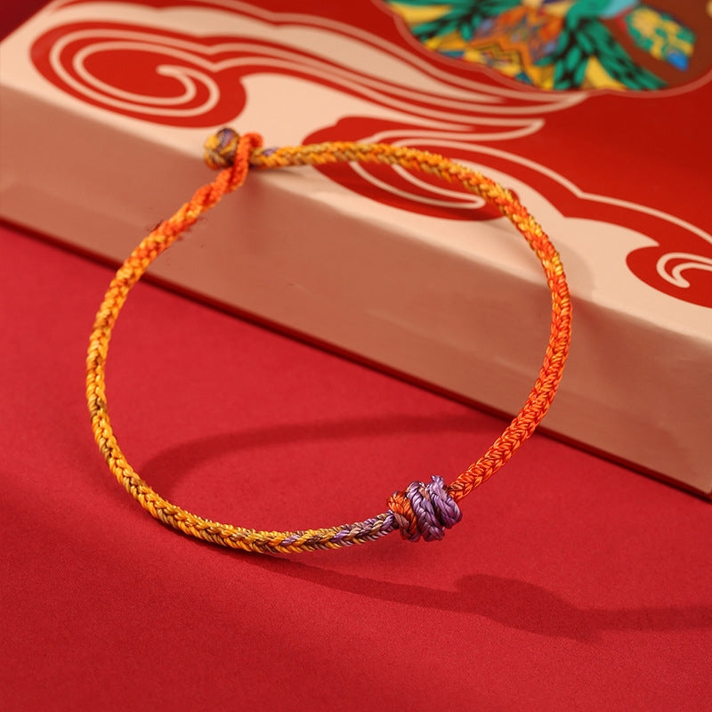 Colorful Purple Gold Red Braided Rope Bracelet for Balance