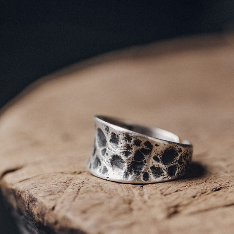 925 Sterling Silver Adjustable Protection Ring with Bump Texture