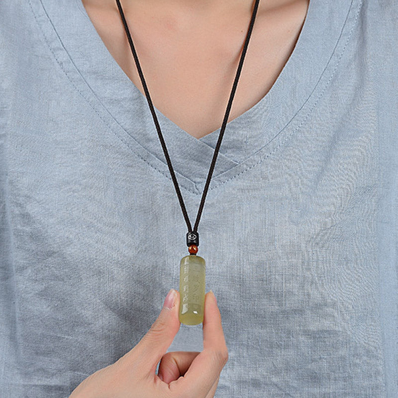 Citrine Heart Sutra Necklace for Happiness & Strength