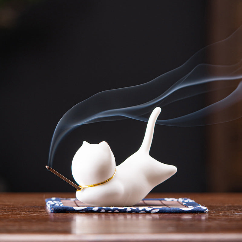 Ceramic Cat Panda Incense Burner | Blessing Decoration