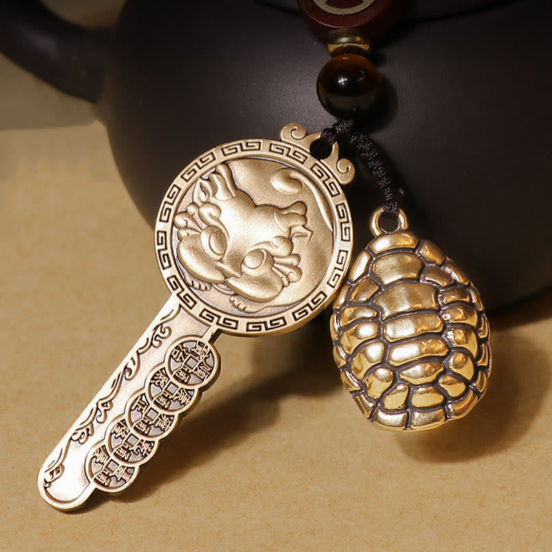Pixiu Copper Coin Yin Yang Bagua Handmade Key Chain