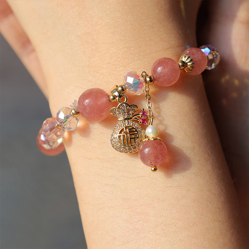 8mm Strawberry Quartz Spiritual Bracelet for Love & Healing