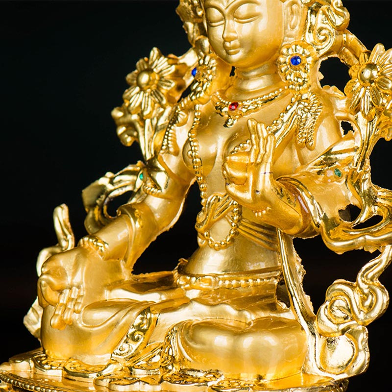 Gold Plated Bodhisattva White Tara Statue for Hope & Protection
