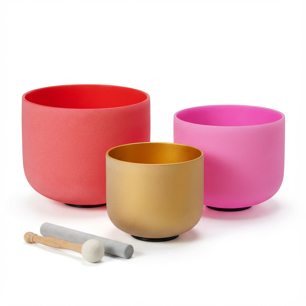 432Hz Spring Limit Crystal Singing Bowl Set 12"C 10"E 8"G