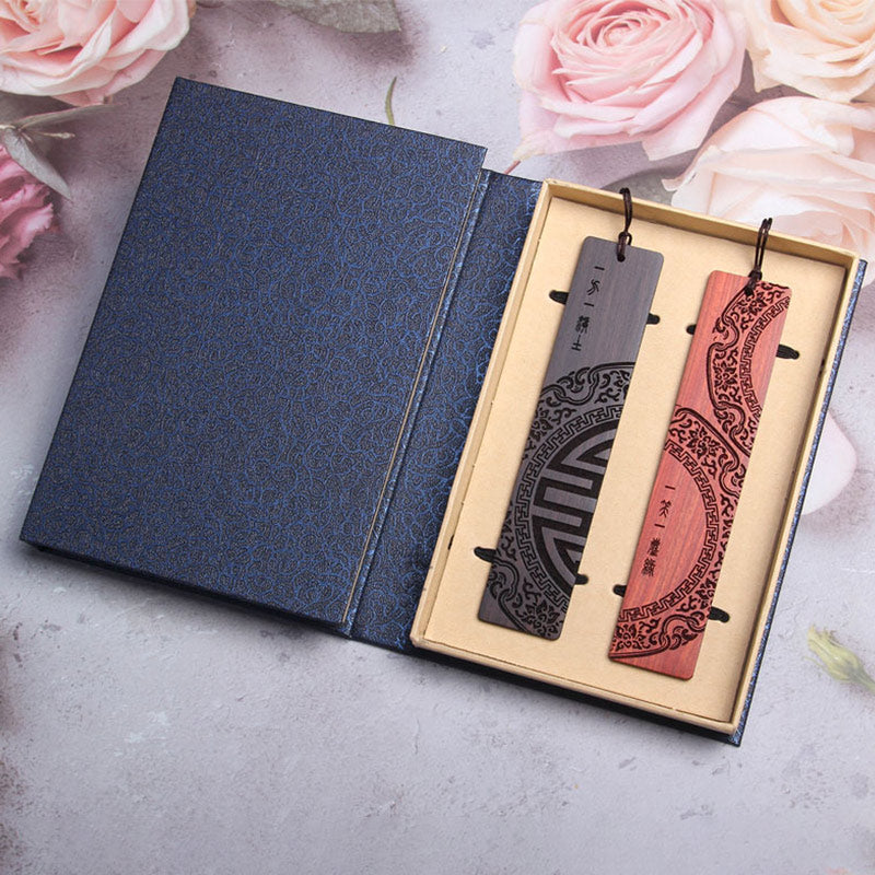 Ebony Wood Zen Bookmark with Red Sandalwood Gift Box