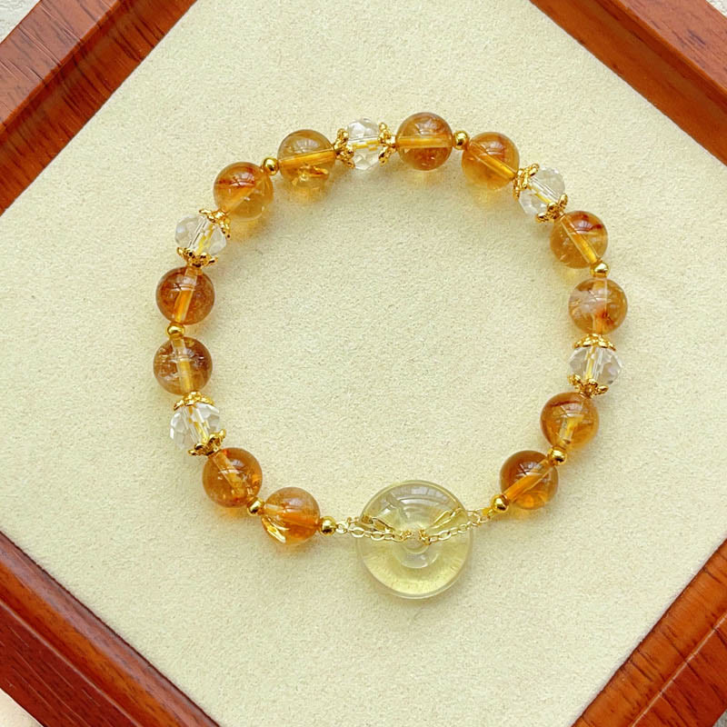 Female Citrine Peace Buckle Prosperity Bracelet 14-16cm