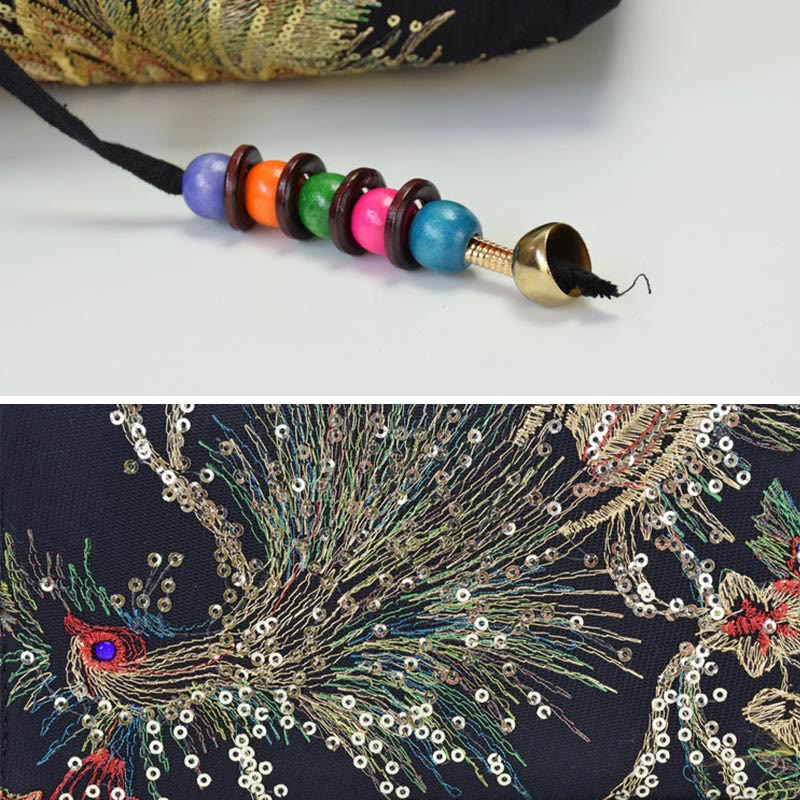 Peacock Embroidered Tote Bag | Canvas Shoulder Crossbody