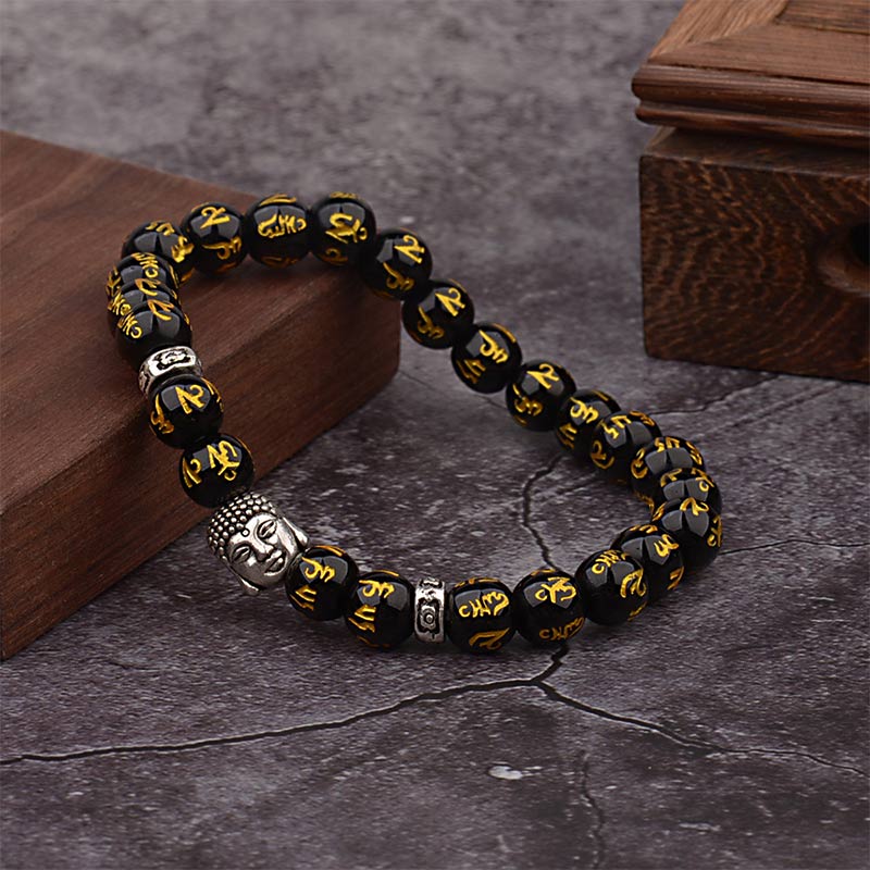 8mm Tibetan Buddha Mantra Bracelet for Mindfulness