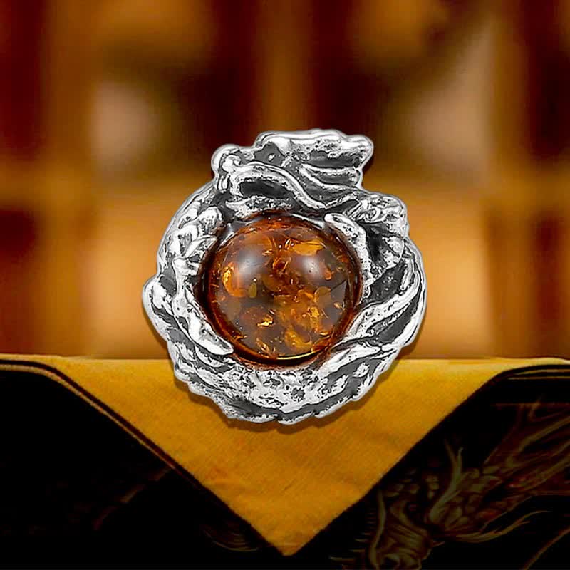 Sterling Silver Amber Dragon Success Stud Earring