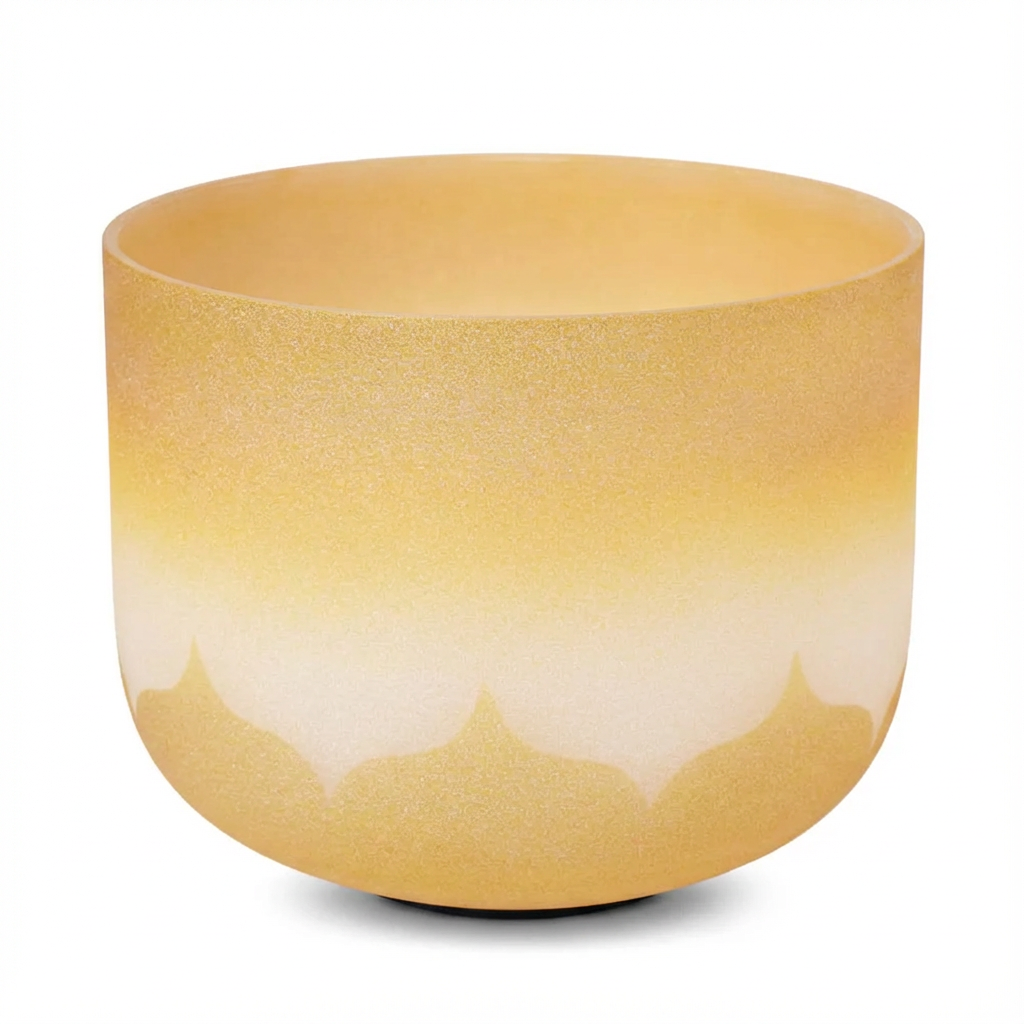 8" Golden Lotus Design Crystal Singing Bowl