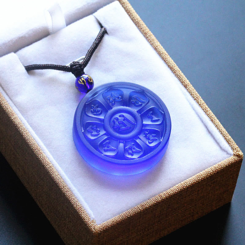 Blue Liuli Manjusri Lotus Enlightenment Necklace