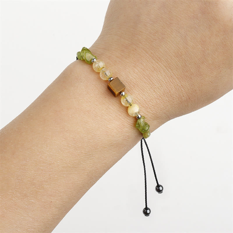 Find Your Joy Peridot Citrine Tiger Eye Rope Bracelet