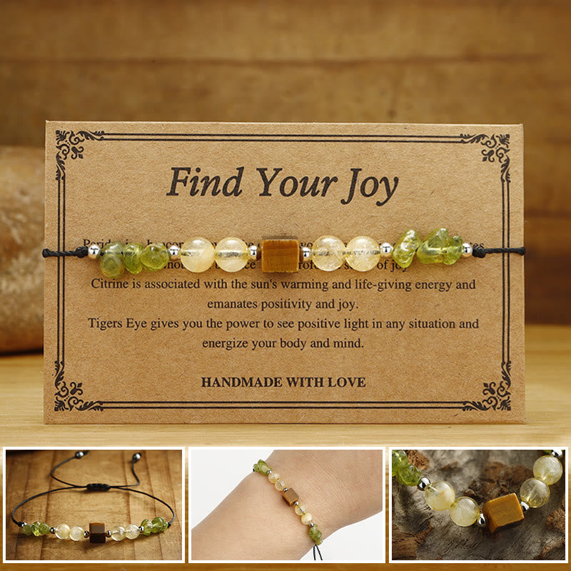 Find Your Joy Peridot Citrine Tiger Eye Rope Bracelet