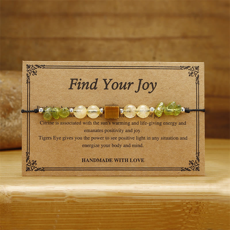 Find Your Joy Peridot Citrine Tiger Eye Rope Bracelet