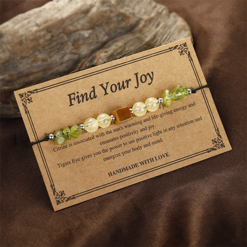 Find Your Joy Peridot Citrine Tiger Eye Rope Bracelet