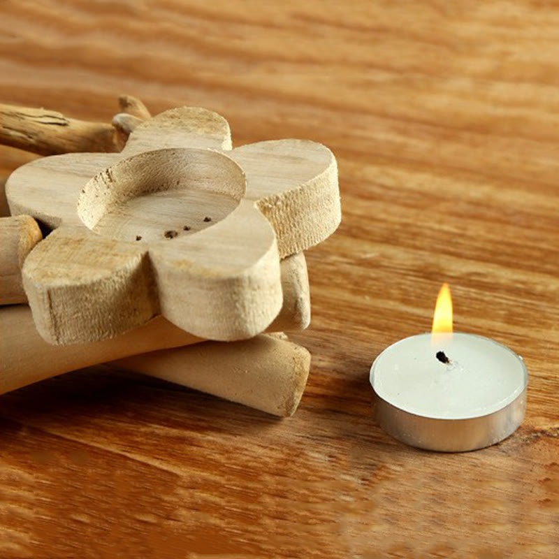 Fir Wood Spiritual Candle Holder for Meditation Altar 16cm