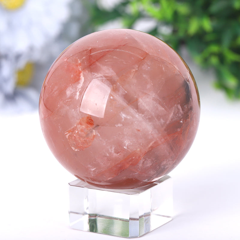 Fire Quartz Crystal Sphere 2.5-4.5 Inches Healing Energy Orb