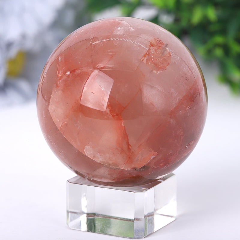 Fire Quartz Crystal Sphere 2.5-4.5 Inches Healing Energy Orb