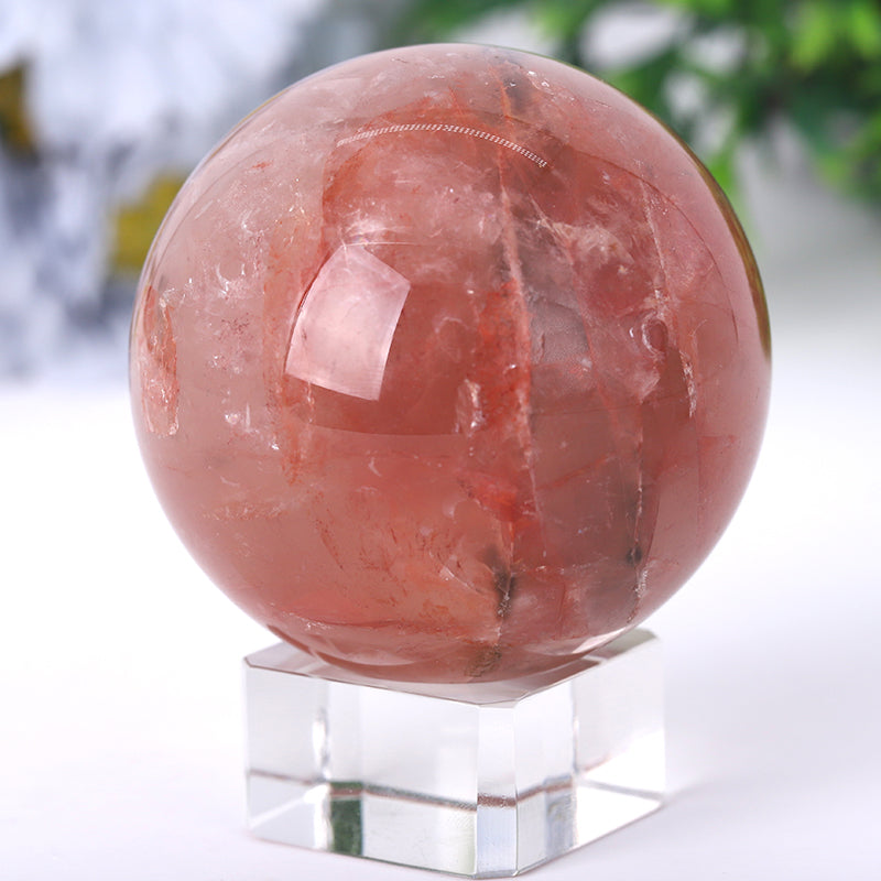 Fire Quartz Crystal Sphere 2.5-4.5 Inches Healing Energy Orb