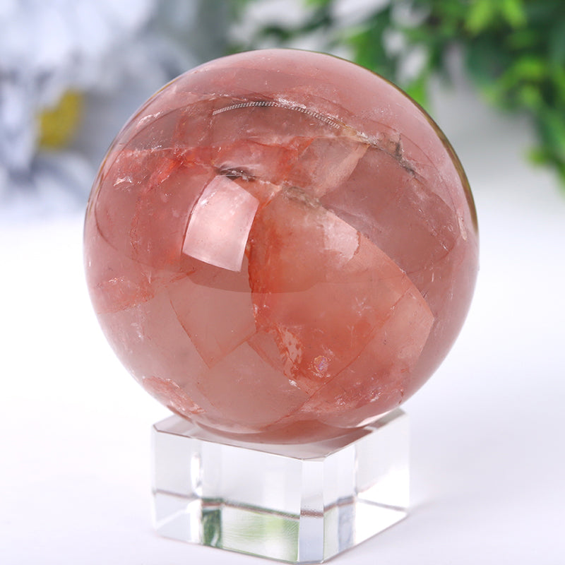 Fire Quartz Crystal Sphere 2.5-4.5 Inches Healing Energy Orb