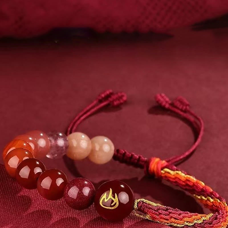 Five Elements Crystal Agate Wealth Bracelet with Reincarnation Knot