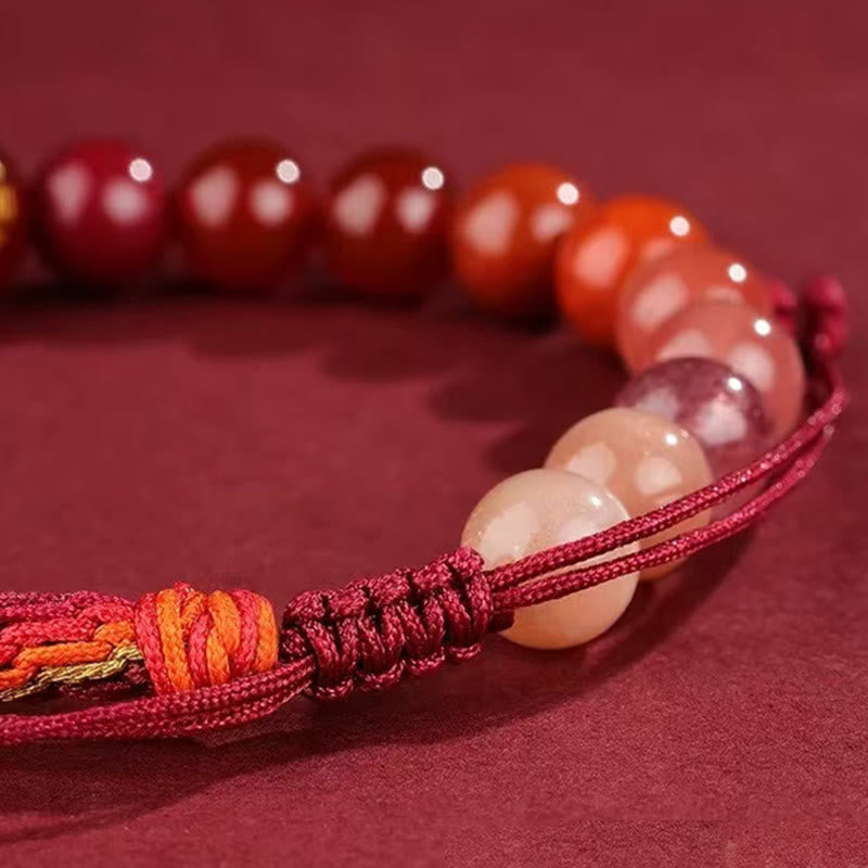 Five Elements Crystal Agate Wealth Bracelet with Reincarnation Knot
