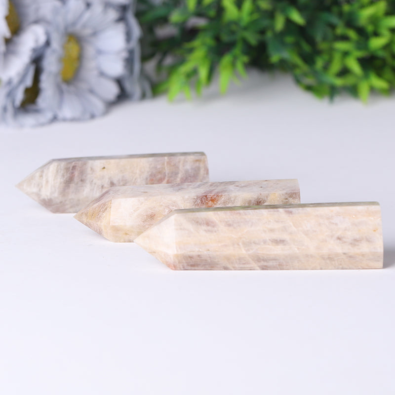 Flashing Peach Moonstone 2.4-4.5 inch Crystal Tower