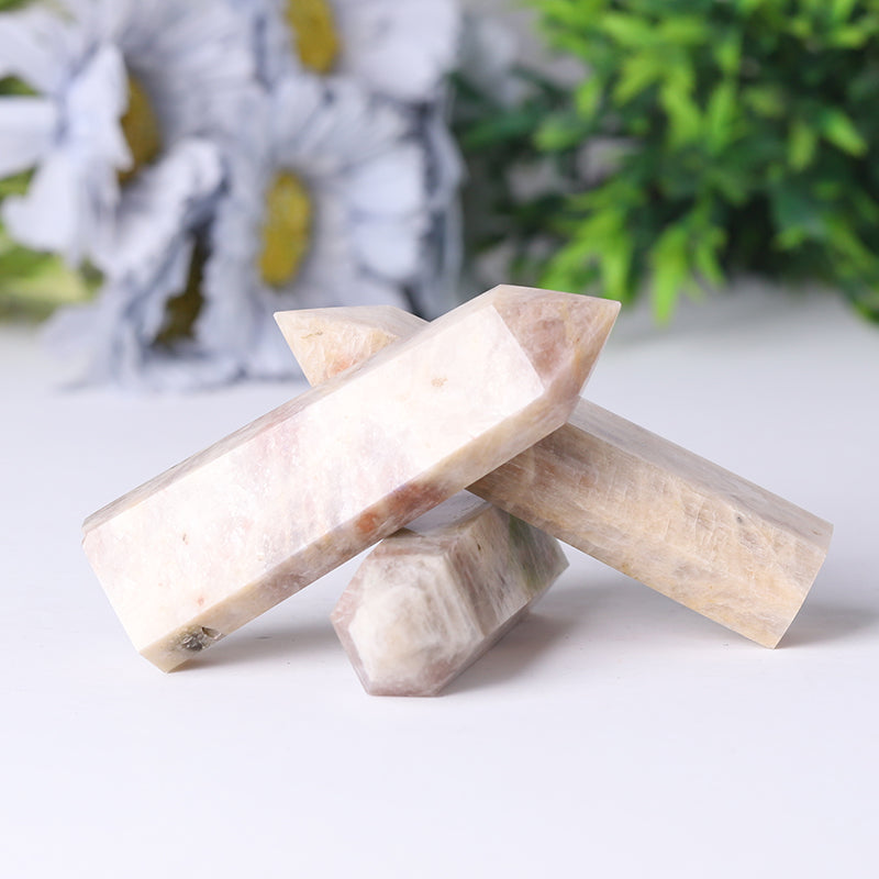 Flashing Peach Moonstone 2.4-4.5 inch Crystal Tower