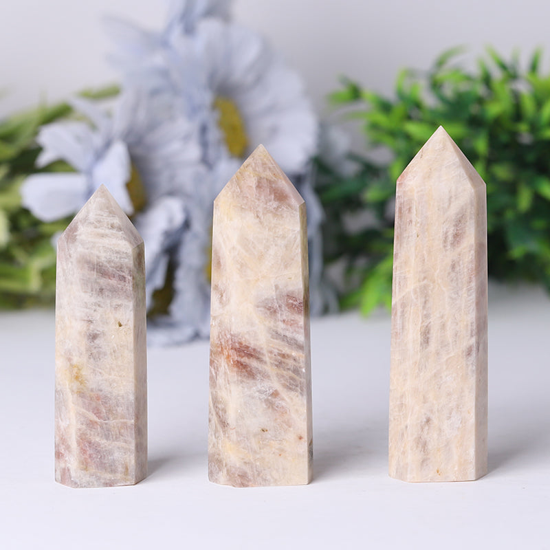 Flashing Peach Moonstone 2.4-4.5 inch Crystal Tower