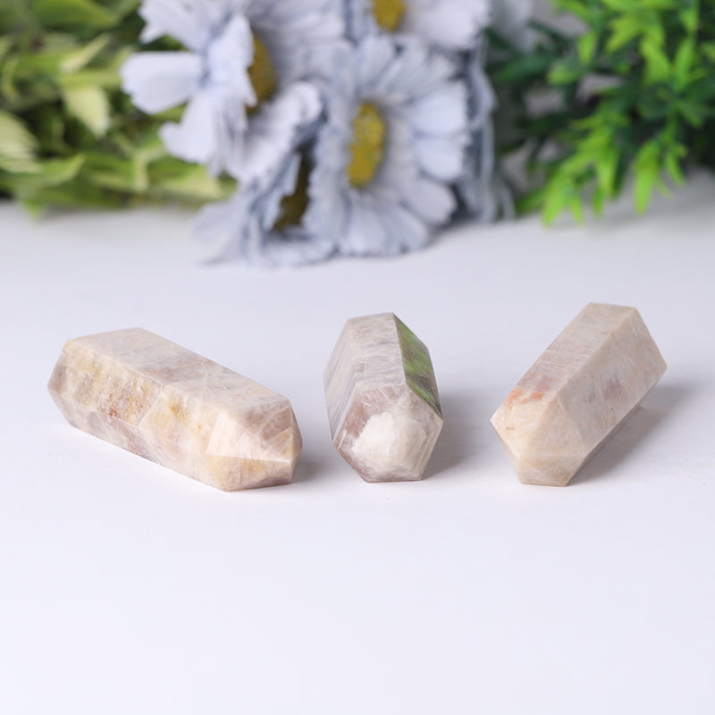 Flashing Peach Moonstone 2.4-4.5 inch Crystal Tower