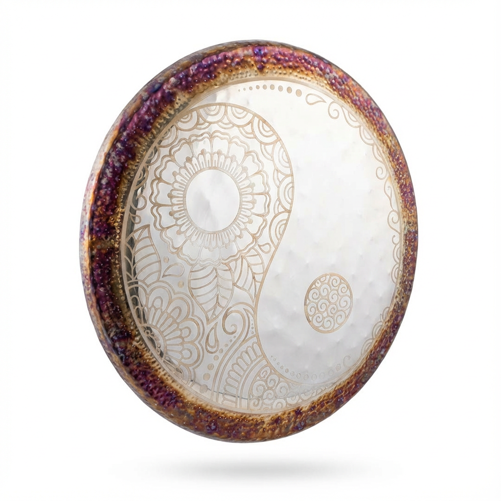 Floral Yin Yang Chinese Gong Instrument for Sound Relaxation