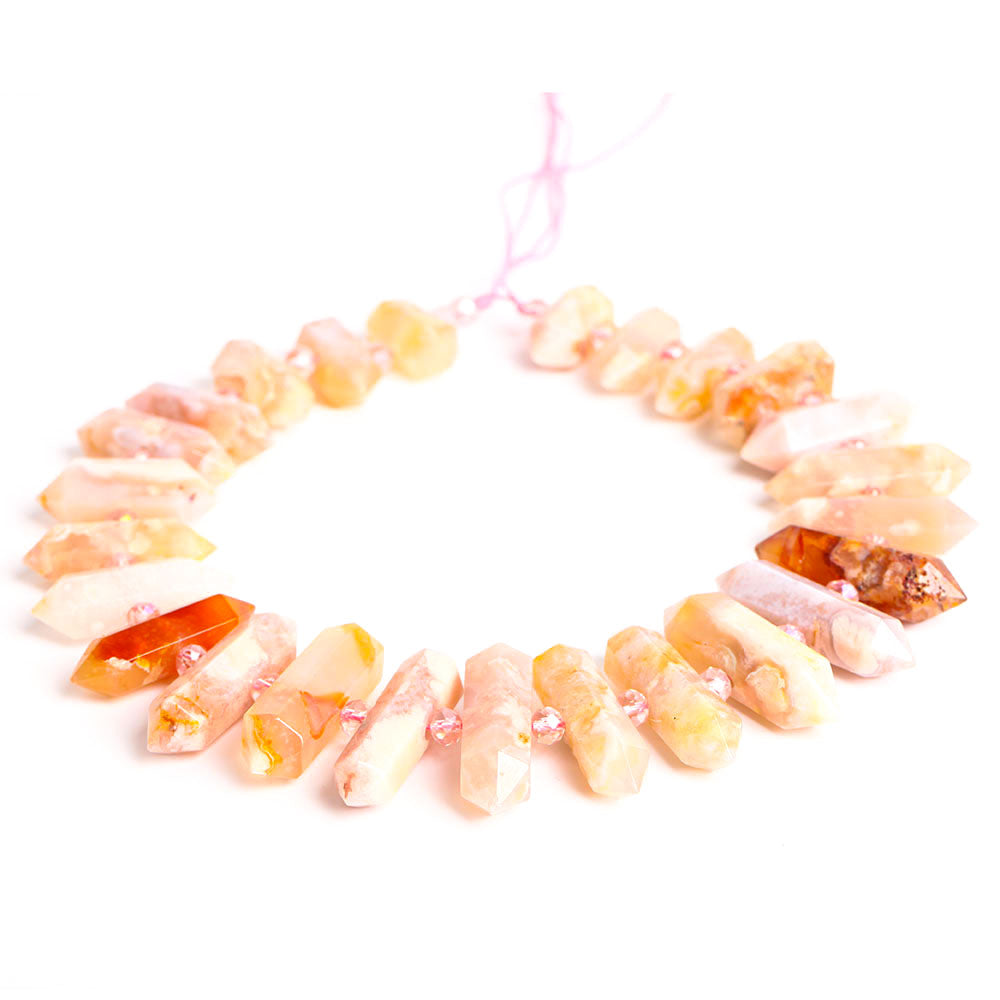 Flower Agate Crystal Beads String 42cm for Chakra Balance