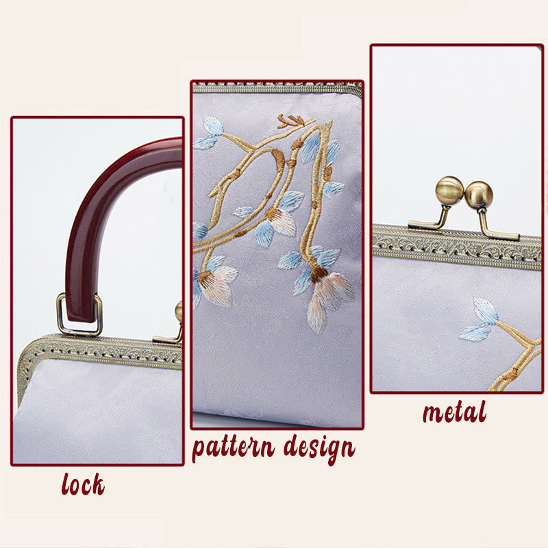 Flower Embroidery Handbag | Spiritual Crossbody Bag 19cm