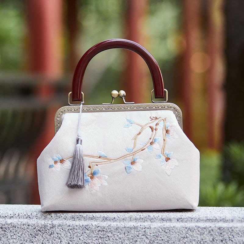 Flower Embroidery Handbag | Spiritual Crossbody Bag 19cm