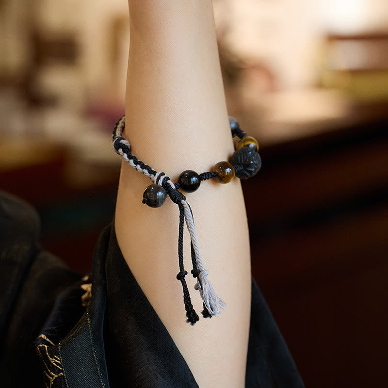 Fluorite Amethyst Protection Rope Bracelet 14-18cm