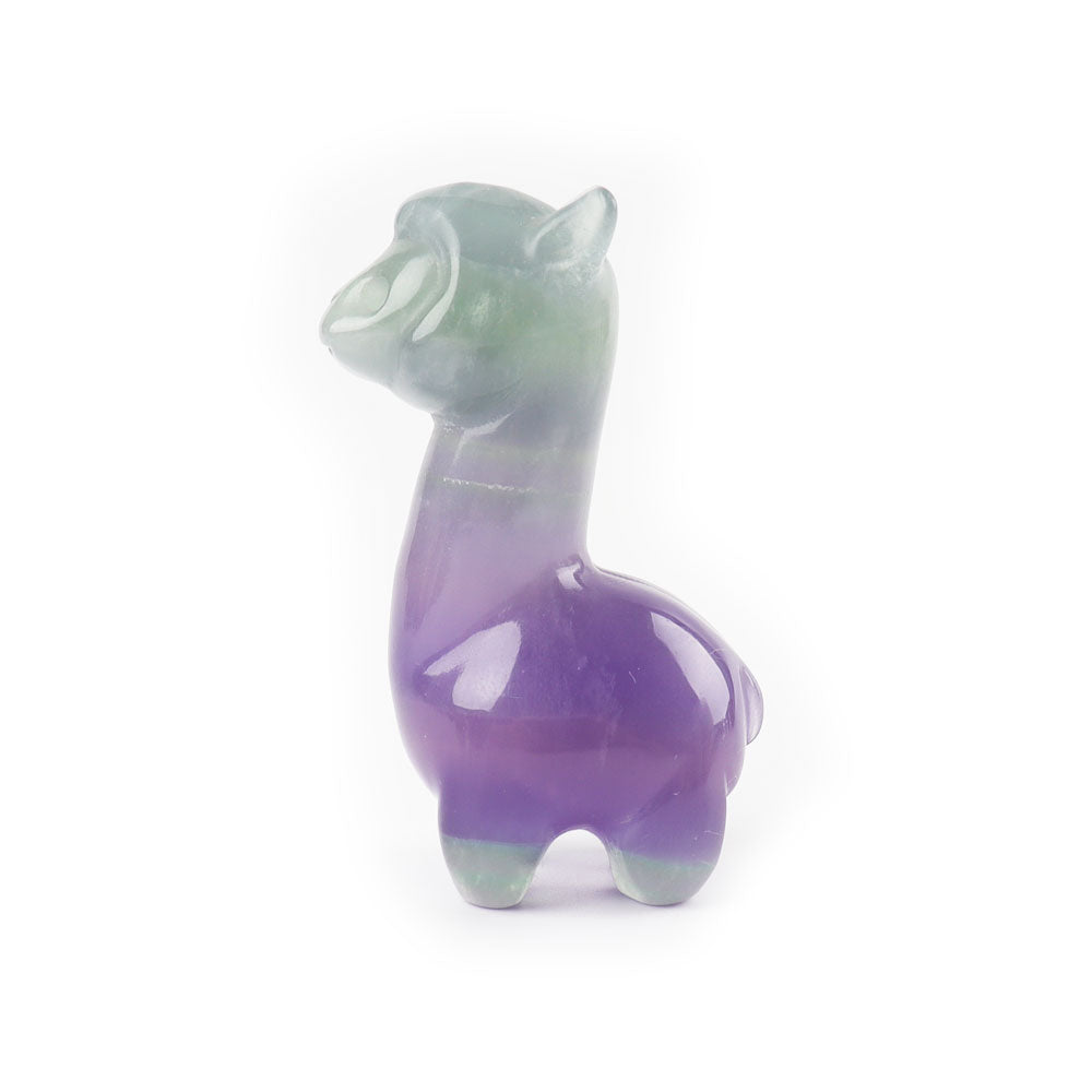 Fluorite Crystal Alpaca Carving 1.2 Inch Handcrafted Figurine