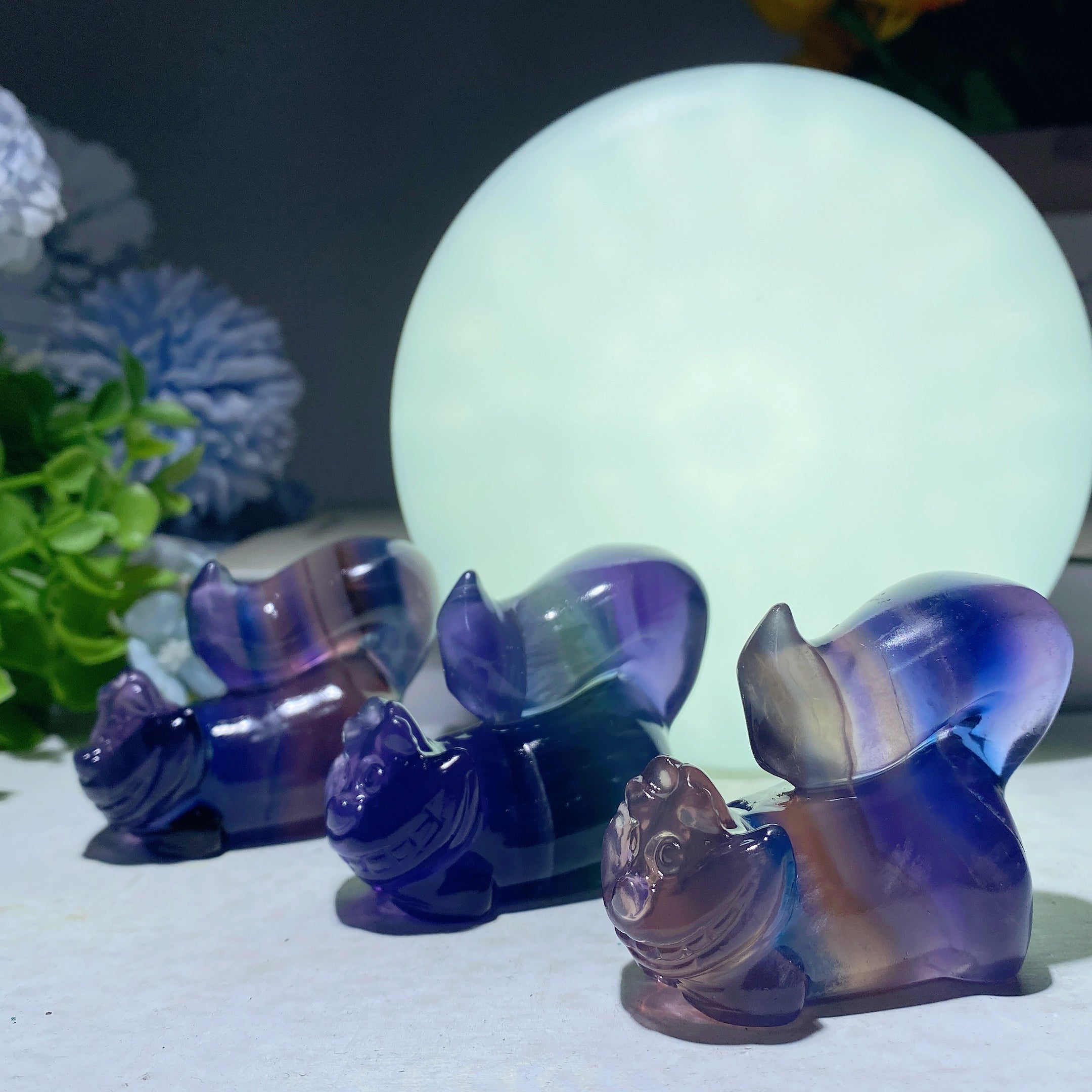 Fluorite Crystal Cheshire Cat Carving 2.3 inches Healing