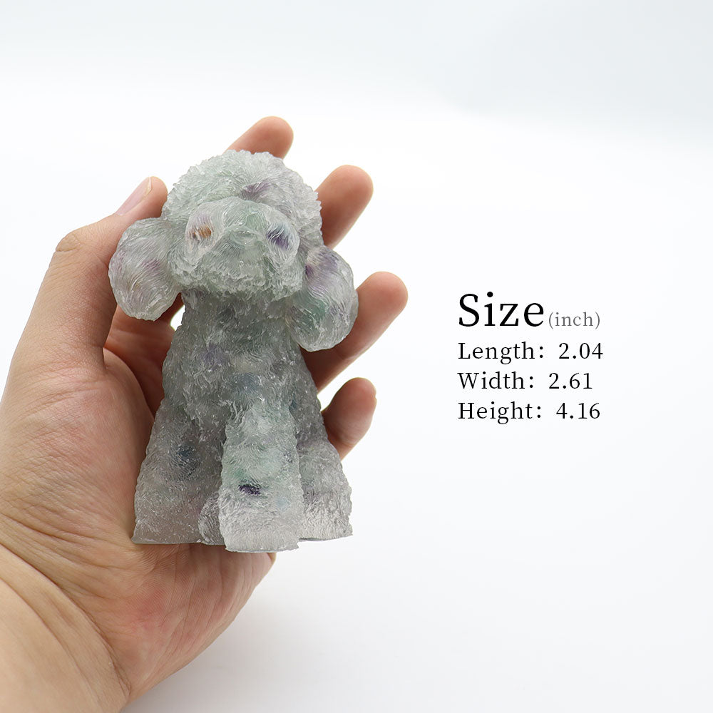 Fluorite Crystal Dog Figurine Toy Poodle 2-inch Sculpture