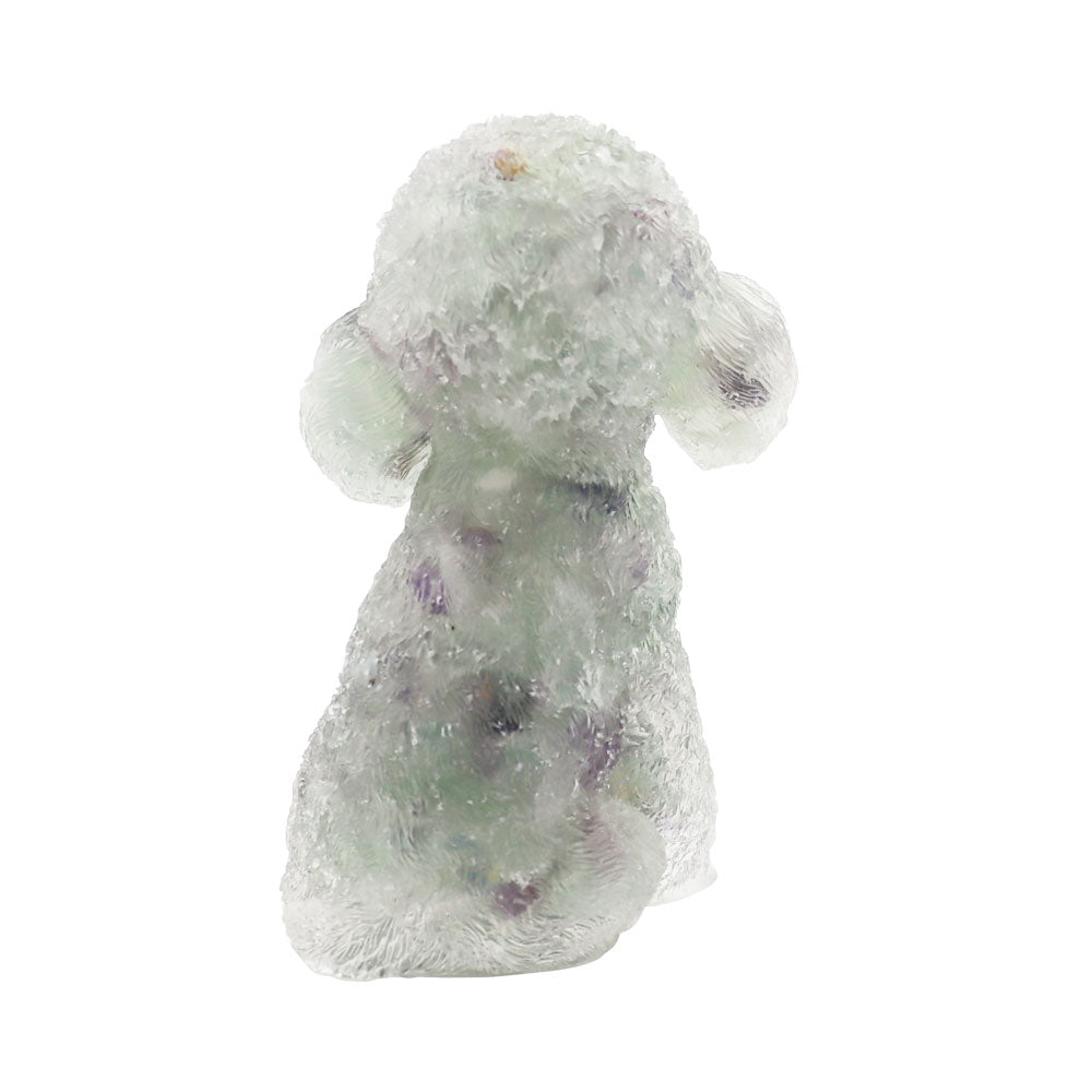 Fluorite Crystal Dog Figurine Toy Poodle 2-inch Sculpture