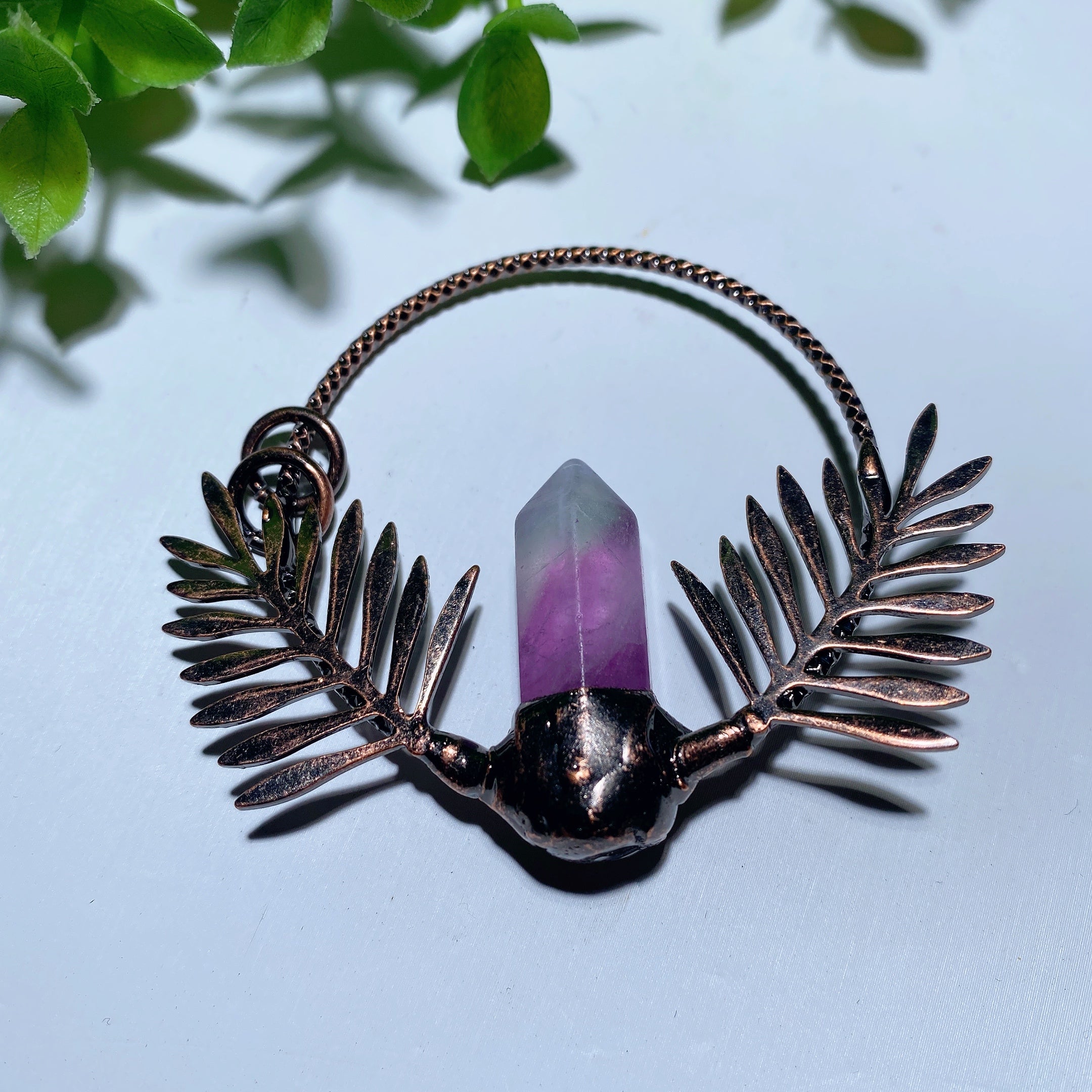 Fluorite Crystal Point Pendant 2.15in for Healing Balance