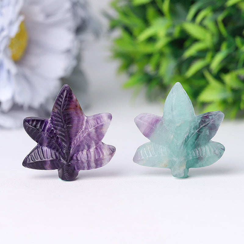 Fluorite Leaf Crystal Figurine 1.5 Inch Carving