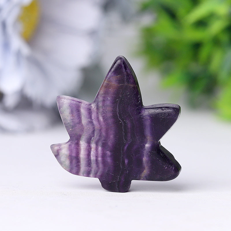 Fluorite Leaf Crystal Figurine 1.5 Inch Carving