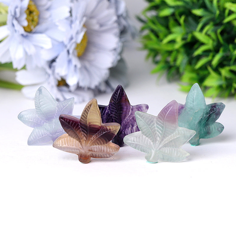 Fluorite Leaf Crystal Figurine 1.5 Inch Carving