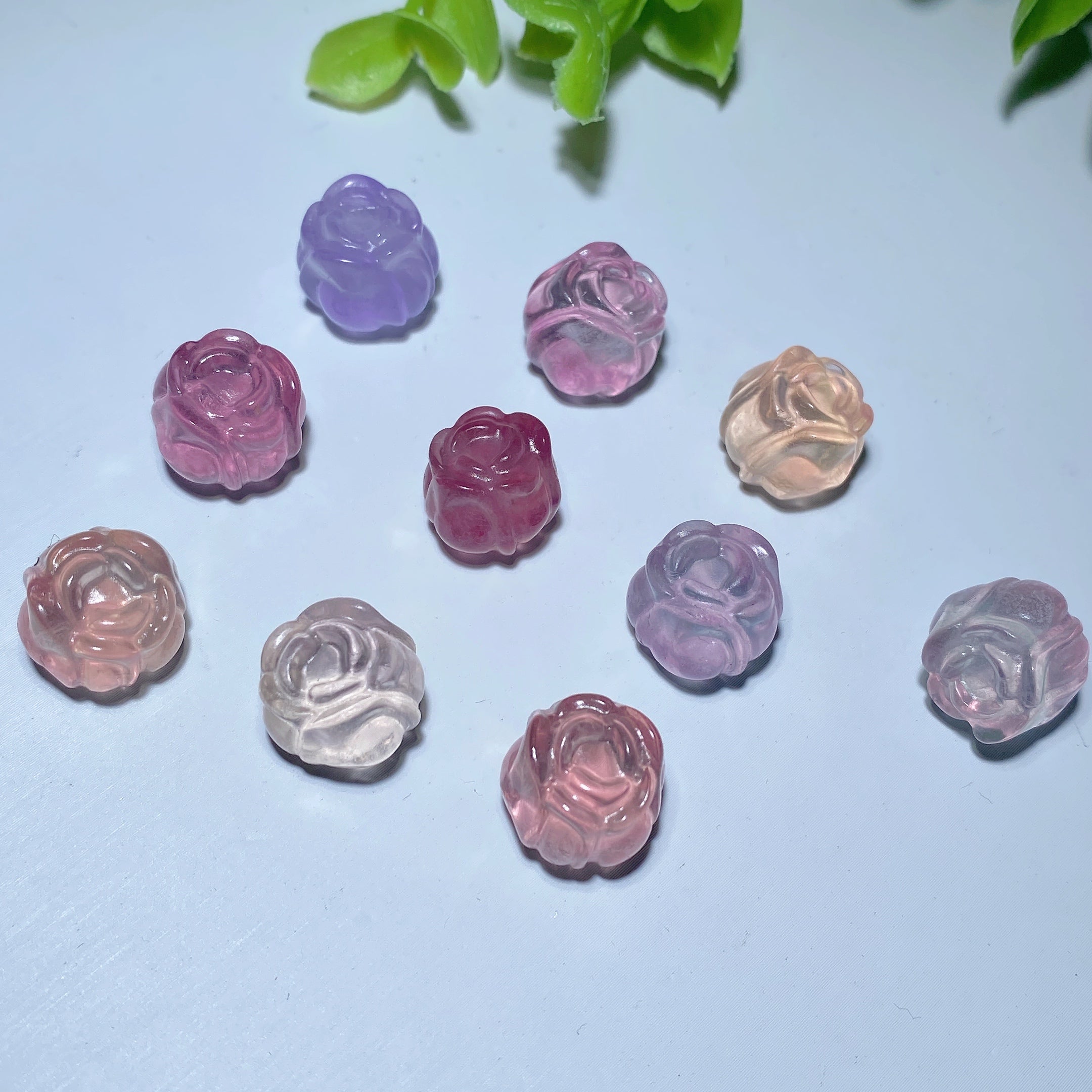 Fluorite Rose Flower Carving 0.5 inch for Jewelry DIY Healing