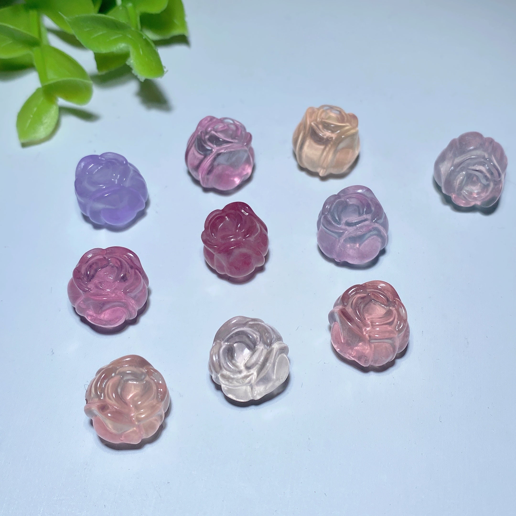 Fluorite Rose Flower Carving 0.5 inch for Jewelry DIY Healing