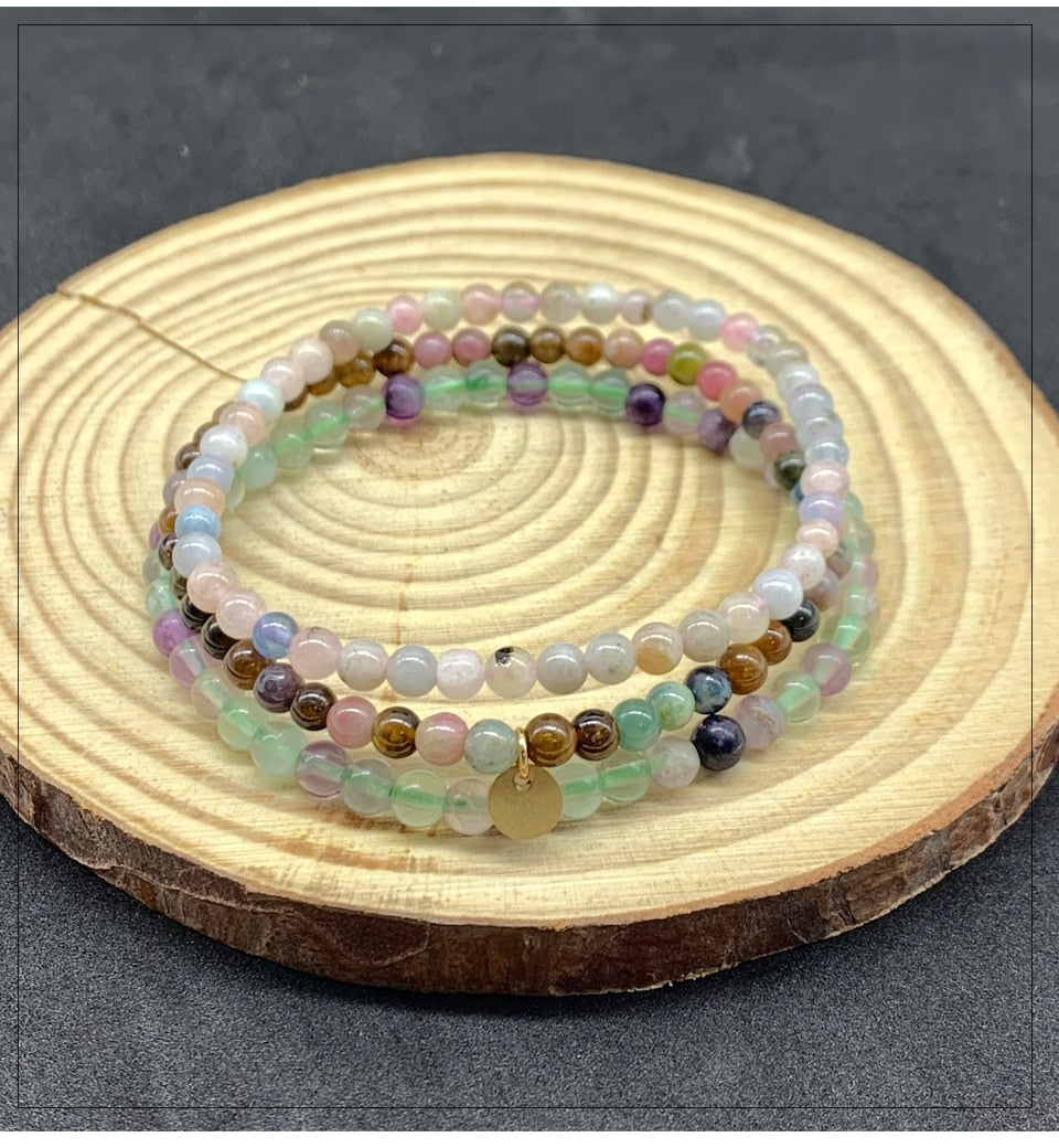 Fluorite, Tiger Eye, Amethyst Bracelet Set