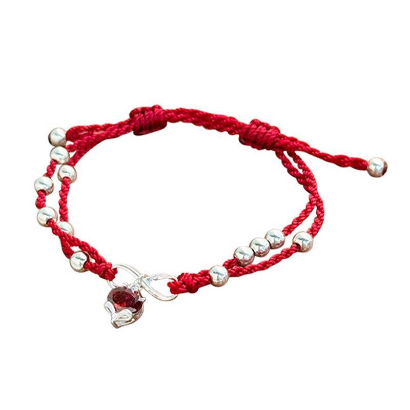 Fox Peach Blossom Red String Bracelet for Connection & Luck