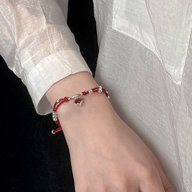 Fox Peach Blossom Red String Bracelet for Connection & Luck