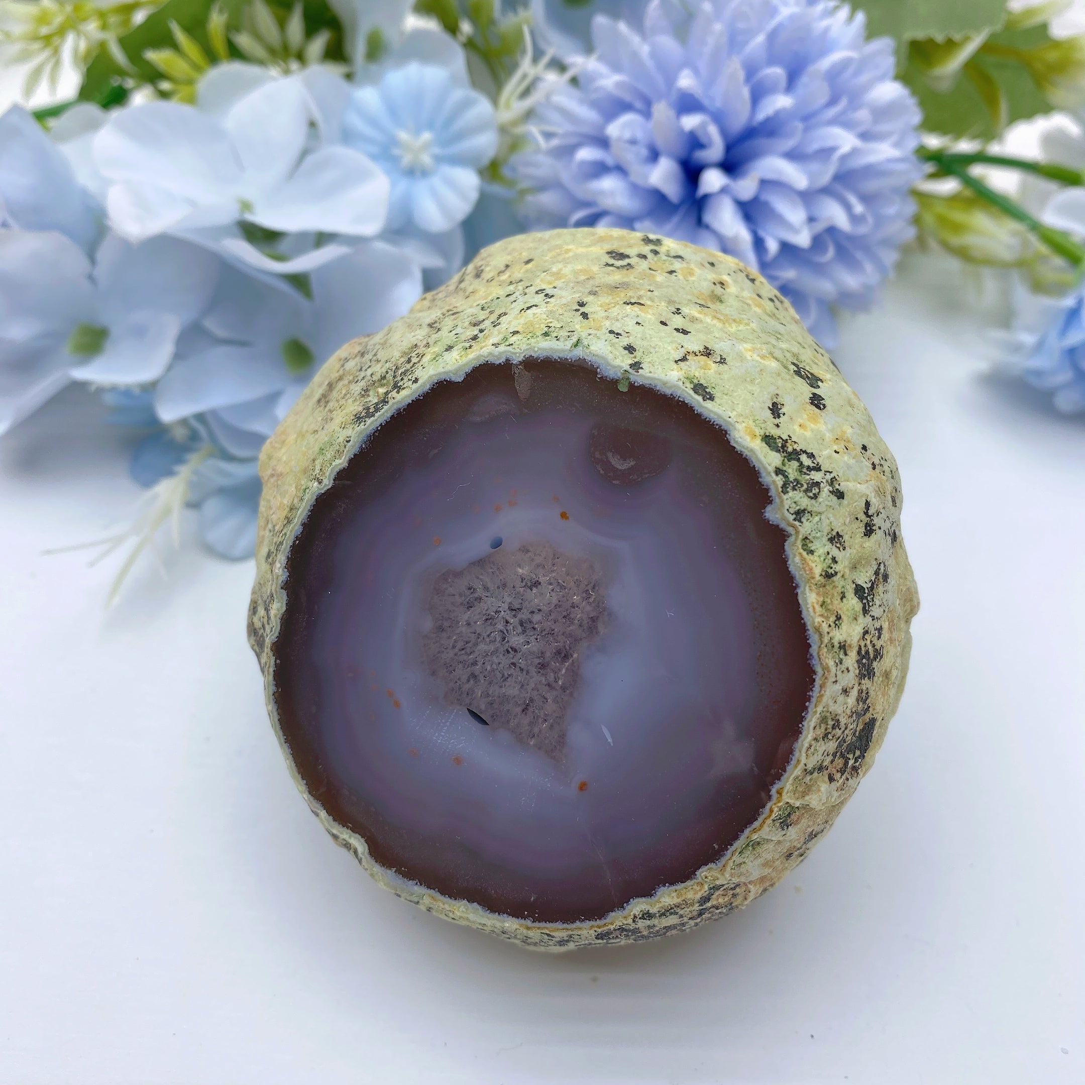 Free Form Agate Enhydros Crystal Specimen 3x1.7in Healing Stone