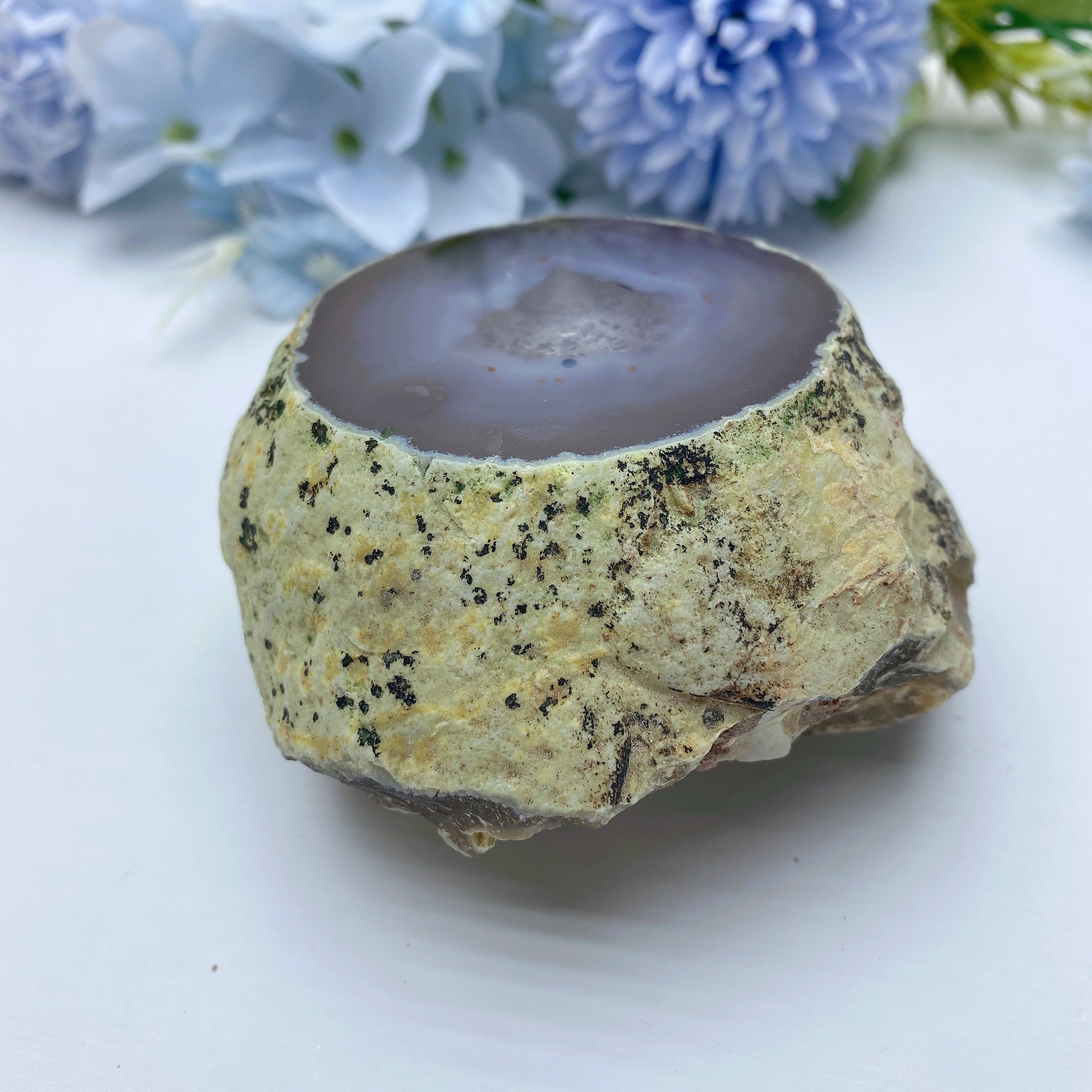 Free Form Agate Enhydros Crystal Specimen 3x1.7in Healing Stone